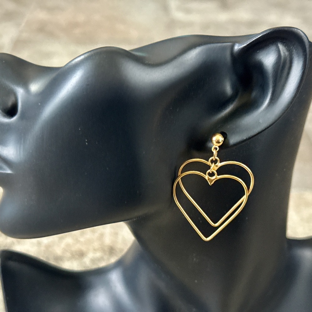 Gold Heart Hoop Earrings Romantic Valentine Jewelry